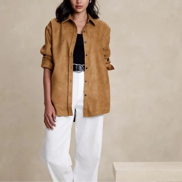 $90, BANANA REPUBLIC Oversize Vegan Suede Top - XS - Picture 2 of 7
